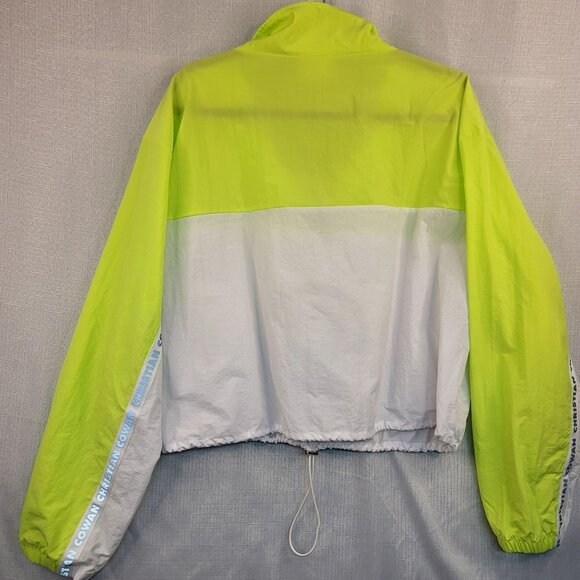 ASOS DESIGN x Christian Cowan Curve logo track top Neon Yellow White Crop 18 - Picture 8 of 13
